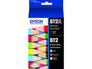 حزمة EPSON T812 DURABrite Ultra Ink عالية السعة لخرطوشة ألوان سوداء وقياسية (T812XL-BCS) لمجموعة مختارة من طابعات Epson WorkForce Pro