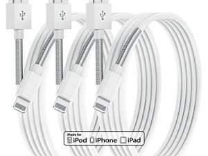 شاحن آيفون طويل من آبل بطول 10 أقدام ، كابل لايتنينج 3 عبوات معتمد من Apple MFI 10 أقدام ، سلك شحن سريع Apple طويل جدًا 10 أقدام لهاتف Apple 13 12 11Pro Xs Max X XR 8 7 6s 6 Plus SE iPad (أبيض)