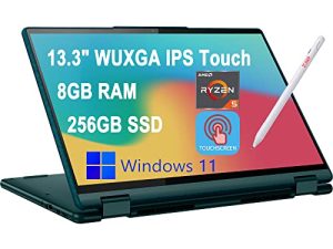 Lenovo Yoga 6 13 2-in-1 Laptop 13.3 "WUXGA IPS Touchscreen (100٪ sRGB) AMD سداسي النواة Ryzen 5 5500U (Beats i7-10510U) 8GB RAM 256GB SSD الخلفية بصمة الإصبع HDMI USB-C Dolby Win11 أزرق مخضر داكن + قلم