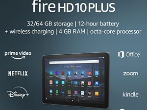 تابلت Fire HD 10 Plus مُجدَّد مُعتمد ، 10.1 بوصة ، 1080p Full HD ، 32 جيجابايت ، أحدث طراز (إصدار 2021) ، Slate