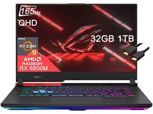 ASUS ROG Strix G15 Advantage Edition 15.6 "QHD 2K 165Hz (Radeon RX 6800M 12GB (Beat RTX 3060) ، AMD Ryzen 9 5980HX ، 32 جيجا بايت رام ، 1 تيرا بايت SSD) كمبيوتر محمول للألعاب ، بإضاءة خلفية RGB ، Type-C ، WiFi 6 ، Win 11 Home - 2022