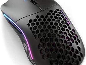 ماوس الألعاب اللاسلكي Glorious Black - ماوس الألعاب اللاسلكي طراز O Minus - ماوس RGB 65 جرام فائق الخفة - ماوس لاسلكي قرص العسل - ماوس الكمبيوتر (ماوس أسود غير لامع)