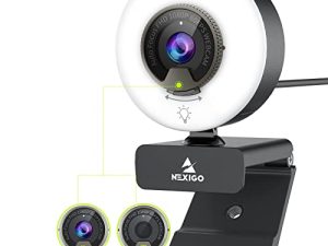 كاميرا ويب NexiGo N960E 1080P 60 إطارًا في الثانية مع إضاءة ، تتضمن برامج ، تركيز تلقائي سريع ، غطاء خصوصية مدمج ، كاميرا ويب USB ، ميكروفون ستيريو مزدوج ، من أجل Zoom Meeting Skype Teams Twitch