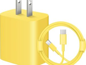 شاحن سريع لجهاز iPhone 14 13 12 11 [معتمد من Apple MFi] شاحن جداري للطاقة بقوة 20 واط PD من النوع C مع كابل شحن 6FT متوافق مع iPhone 14/14 Max / 14 Pro / 13/13 Pro Max / 12/12 Pro / 12 Pro Max / 11 ، ايباد （اصفر）