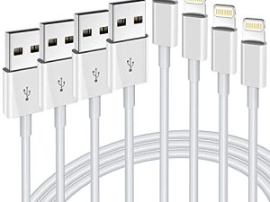 كابل شاحن iPhone ، Lightning to USB-A MFi Certified Cord 4PACK [3/3/6 / 6FT] سلك شحن سريع متوافق مع iPhone 12/12 PRO / Max / 11 / 11PRO / XS / Max / XR / X / 8 / 8Plus / 7 / 6S / 6 / بلس / iPad Air-White