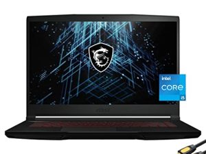 كمبيوتر محمول MSI GF63 رفيع للألعاب ، شاشة 15.6 بوصة FHD IPS ، الجيل الحادي عشر سداسي النواة i5-11400H ، GeForce GTX 1650 ، 16 جيجا بايت رام ، 512 جيجا بايت PCIe SSD + 1 تيرا بايت HDD ، USB-C ، HDMI ، RJ45 ، WiFi 6 ، الخلفية ، SPS HDMI كابل ، وين 11