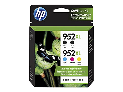 خراطيش حبر HP 952Xl / 952Xl (6Za00an) (أزرق سماوي وأرجواني وأصفر وأسود) - 5 عبوات في عبوة البيع بالتجزئة خراطيش حبر HP 952Xl / 952Xl (6Za00an) (أزرق سماوي وأرجواني وأصفر وأسود) - 5 عبوات في عبوة البيع بالتجزئة