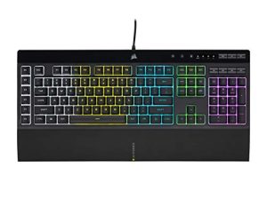 CORSAIR K55 RGB PRO-Dynamic RGB Backlighting - ستة مفاتيح ماكرو مع دمج برنامج Elgato Stream Deck-IP42 الغبار والانسكاب المقاوم للفصل بين راحة اليد والوسائط المخصصة ومفاتيح الصوت ، أسود
