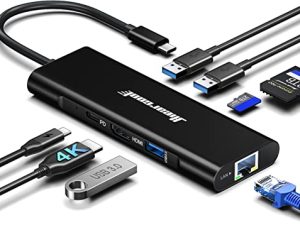 USB C Hub ، محول Hiearcool USB C Ethernet ، محطة إرساء 8in1 USB C مع 4K 60Hz HDMI 1Gbps Ethernet 100W PD متعدد المنافذ متوافق مع MacBook M1 Thunderbolt 3 4 USB C أجهزة الكمبيوتر المحمولة - أسود داكن