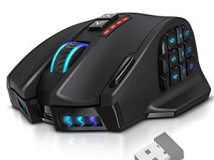 UtechSmart Venus Pro RGB ماوس ألعاب لاسلكي MMO ، مستشعر بصري 16000 نقطة في البوصة ، تقنية نقل 2.4 جيجاهرتز ، تصميم مريح ، إضاءة 16M Chroma RGB ، 16 زرًا قابلًا للبرمجة ، حتى 70 ساعة