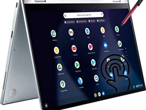 ASUS 2023 Chromebook Flip C433 14 "FHD Touchscreen 2-in-1 Laptop، Intel Core m3-8100Y up to 3.4GHz، 8GB RAM، 64GB eMMC، 802.11AC WiFi، Backlit Keyboard، Silver، Chrome OS، broag 64GB Flash Drive