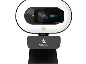 NexiGo StreamCam N930E مع برنامج وكاميرا ويب بدقة 1080 بكسل مع مصباح حلقي وغطاء للخصوصية والتركيز التلقائي والتوصيل والتشغيل وكاميرا ويب للتعلم عبر الإنترنت وتقريب اجتماعات سكايب وفرق كمبيوتر كمبيوتر محمول ماك