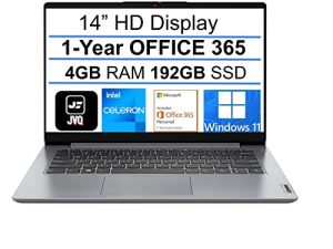أحدث كمبيوتر محمول Lenovo IdeaPad ، شاشة عالية الدقة 14.0 بوصة ، Intel N4020 ، ذاكرة وصول عشوائي DDR4 4 جيجا بايت ، 192G SSD مدمج (64G eMMC + 128G PCIe SSD) ، مكتب 365 لمدة عام ، كاميرا ويب ، HDMI ، WiFi 6 ، Bluetooth ، Windows 11 ، رمادي ، JVQ MP