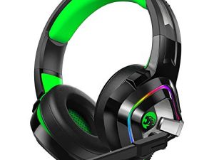 ZIUMIER Z66 Gaming Headset for PS4، PS5، Xbox One، PC، Wired Over Ear Headphone with Noise Isolation Microphone، LED RGB Light، Surround Sound for Laptop Computer، Green