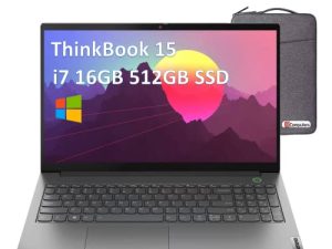 Lenovo 2022 أحدث ThinkBook 15 Gen 3 مقاس 15.6 بوصة FHD (Intel Quad Core i7-1165G7 ، ذاكرة وصول عشوائي 16 جيجابايت ، 512 جيجابايت PCIe SSD) كمبيوتر محمول للأعمال IPS ، لوحة مفاتيح بإضاءة خلفية ، قارئ بصمات الأصابع ، Thunderbolt 4 ، Windows 10 Pro