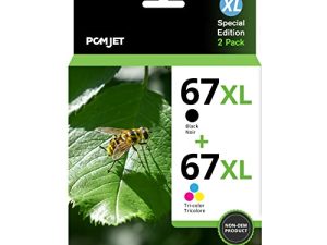 عبوة كومبو لخرطوشة الحبر 67XL متوافقة مع خرطوشة حبر HP 67 XL لاستبدال Envy 6055e 6055 6052 6075 Envy Pro 6455e 6455 6475 6452 6458 DeskJet 4155 2755e 2755 4052 (1 أسود ، 1 ثلاثي الألوان)