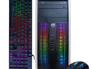 كمبيوتر سطح المكتب للألعاب HP - Intel Quad I7 حتى 3.8 جيجا هرتز ، ذاكرة 16 جيجا بايت ، 128 جيجا SSD + 3 تيرابايت ، GeForce GTX 1660 Super GDDR6 6G ، لوحة مفاتيح وماوس RGB ، DVD ، WiFi وبلوتوث 5.0 ، Win 10 Pro (مجدد)