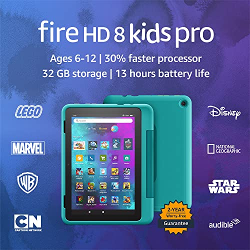 جهاز لوحي Amazon Fire HD 8 Kids Pro الجديد كليًا ، شاشة 8 بوصة عالية الدقة ، من سن 6 إلى 12 عامًا ، معالج أسرع بنسبة 30٪ ، عمر بطارية 13 ساعة ، حافظة صديقة للأطفال ، 32 جيجابايت (إصدار 2022) ، Hello Teal جهاز لوحي Amazon Fire HD 8 Kids Pro الجديد كليًا ، شاشة 8 بوصة عالية الدقة ، من سن 6 إلى 12 عامًا ، معالج أسرع بنسبة 30٪ ، عمر بطارية 13 ساعة ، حافظة صديقة للأطفال ، 32 جيجابايت (إصدار 2022) ، Hello Teal
