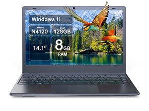 كمبيوتر محمول HTOOLS Windows ، Intel Celeron N4120 رباعي النواة ، Windows 11 Laptop 8GB RAM ، 128GB SSD (توسيع 2TB SSD) ، كمبيوتر محمول 14 بوصة ، شاشة FHD IPS وكاميرا ويب 2 ميجابكسل ، واي فاي ثنائي النطاق ، نوع C ، كمبيوتر محمول