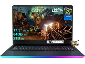 كمبيوتر محمول للألعاب MSI GE76 Raider 17.3 بوصة FHD IPS 144Hz 12th Gen Intel 14-core i7-12700H 64GB RAM 2TB SSD GeForce RTX 3060 6GB RGB بإضاءة خلفية Thunderbolt USB-C MiniDP Dynaudio Nahimic Win11 + كابل HDMI