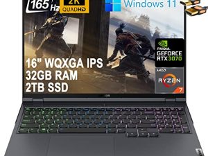 Lenovo Legion 5 Pro كمبيوتر محمول للألعاب 16 بوصة WQXGA 2K IPS 165 هرتز 500nits AMD ثماني النواة Ryzen 7-5800H (Beats i9-10885H) 32 جيجا بايت رام 2 تيرا بايت SSD GeForce RTX 3070 8 جيجا بايت RGB بإضاءة خلفية USB-C Nahimic Win11 + كابل HDMI