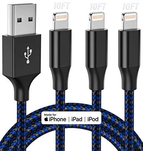 كابل Lightning لشاحن iPhone معتمد من MFi 3 عبوات كابل مضفر من النايلون بطول 10 أقدام شاحن iPhone سلك شحن سريع متوافق مع iPhone 14 13 12 11 Pro Max XR XS X 8 7 6 Plus SE والمزيد كابل Lightning لشاحن iPhone معتمد من MFi 3 عبوات كابل مضفر من النايلون بطول 10 أقدام شاحن iPhone سلك شحن سريع متوافق مع iPhone 14 13 12 11 Pro Max XR XS X 8 7 6 Plus SE والمزيد
