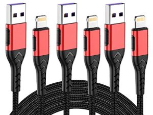 شاحن iPhone ، [معتمد من Apple MFi] 3 Pack 1FT USB A Cable لكابل الشحن السريع ، سلك شحن iPhone متين متوافق مع iPhone Xs Max / XS / XR / X / 8/7 / 6S / 6 / Plus / SE / iPad (أحمر)