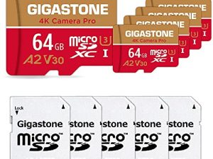 [5-Yrs Free Data Recovery] Gigastone 64GB 5-Pack Micro SD Card، 4K Camera Pro for GoPro، Security Camera، Wyze، DJI، Drone، Nintendo-Switch، R / W up to 95 / 35MB / s MicroSDXC Memory Card UHS -I U3 A2 V30