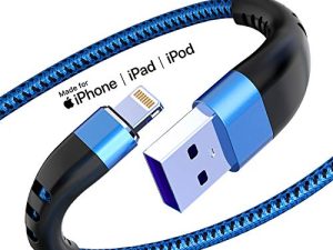 شاحن آيفون من 3 عبوات معتمد من Apple MFi بطول 6 أقدام وكابل Essri Long Lightning قوي من النايلون المضفر 6 قدم وسلك iPhone USB سريع لهاتف Apple iPhone11 / X / XS / XR / 8/7/6 / 5S / SE / iPad Mini Air (أزرق )