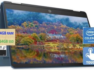 HP 2022 Newest X360 Chromebook Spin 2-in-1 Convertible Laptop Business Student Business ، شاشة لمس عالية الدقة 14 بوصة ، معالج Intel Celeron N4120 ثنائي النواة ، ذاكرة وصول عشوائي 4 جيجا بايت ، 64 جيجا بايت eMMC ، كاميرا ، Wi-Fi ، Chrome OS + MarxsolCables