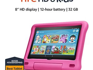 جهاز Amazon Fire HD 8 Kids اللوحي ، شاشة 8 بوصة عالية الدقة ، من 3 إلى 7 سنوات ، 32 جيجابايت ، يتضمن اشتراكًا لمدة عام واحد في محتوى Amazon Kids + ، حافظة Pink Kid-Proof ، (إصدار 2020)