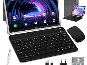 جهاز لوحي مزود بلوحة مفاتيح ، جهاز لوحي Android 11.0 2 في 1 ، جهاز لوحي 10.1 بوصة عالي الدقة ، ذاكرة وصول عشوائي 4 جيجا بايت 64 جيجا بايت ROM 256 جيجا بايت قابل للتوسيع ، معالج ثماني النواة ، واي فاي ، نظام تحديد المواقع العالمي ، بلوتوث ، كمبيوتر لوحي معتمد من Google