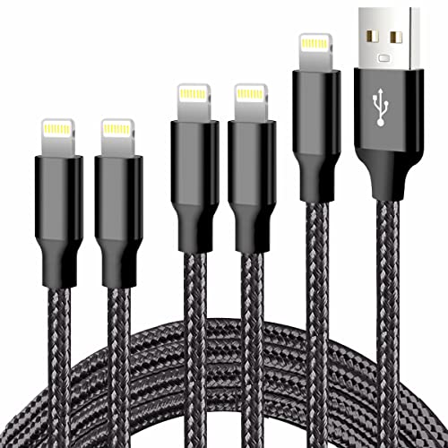 شاحن آيفون من cugunu ، 5 عبوات 3/3/6/6 / 10FT كابل لايتنينج USB معتمد من Apple MFi من النايلون متوافق مع iPhone 14/13/12/11 / X / Max / 8/7/6 / 6S / 5 / SE / Plus / iPad - أسود شاحن آيفون من cugunu ، 5 عبوات 3/3/6/6 / 10FT كابل لايتنينج USB معتمد من Apple MFi من النايلون متوافق مع iPhone 14/13/12/11 / X / Max / 8/7/6 / 6S / 5 / SE / Plus / iPad - أسود