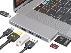 موزع USB C لجهاز MacBook Pro M1 / Air 2020 2019 2018 17 16 ″ 15 ، محول 7 في 2 USB-C مع منفذين USB 3.0 منفذ نقل بيانات USB-C منفذ إخراج HD SD / قارئ بطاقة Micro SD ، 100 واط توصيل الطاقة