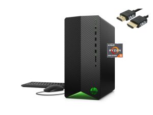 كمبيوتر مكتبي HP 2022 الجديد بافيليون للألعاب ، معالج AMD 6-Core Ryzen 5600G (حتى 4.4 جيجاهرتز) ، AMD Radeon RX 5500 ، ماوس ولوحة مفاتيح ، Win 11 Home + HDMI Cable (16GB RAM | 512GB SSD)