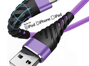كابل شاحن iPhone قصير بطول 1 قدم لـ [معتمد من Apple MFi] ، (عبوتان) كابل CyvenSmart Lightning سريع الشحن لهاتف iPhone 12 11 Pro X XS Max XR / 8 Plus / 7 Plus / 6 / 6s Plus / 5s / 5c / iPad-Lavender