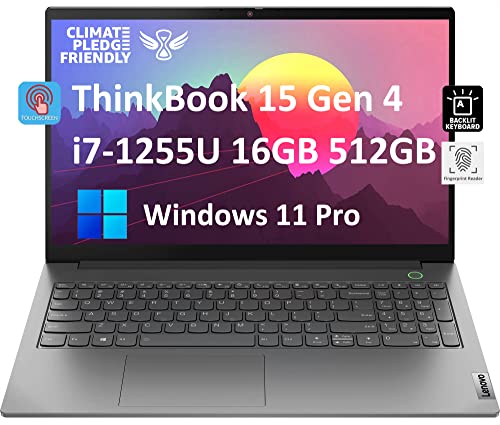 2022 Lenovo ThinkBook 15 Gen 4 15.6 "FHD Touchscreen (12th Gen Intel 10-Core i7-1255U، 16GB RAM، 512GB PCIe SSD، Narrow Bezel IPS) كمبيوتر محمول للأعمال ، KB بإضاءة خلفية ، بصمة الإصبع ، Thunderbolt 4 ، Win 11 Pro 2022 Lenovo ThinkBook 15 Gen 4 15.6 "FHD Touchscreen (12th Gen Intel 10-Core i7-1255U، 16GB RAM، 512GB PCIe SSD، Narrow Bezel IPS) كمبيوتر محمول للأعمال ، KB بإضاءة خلفية ، بصمة الإصبع ، Thunderbolt 4 ، Win 11 Pro