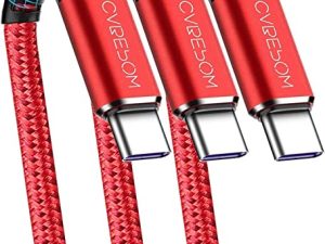 كابل Cabepow USB A إلى النوع C ، [3 عبوات] سلك شحن سريع بطول 6 أقدام USB من النوع C لهاتف Samsung Galaxy A10 / A20 / A51 / S10 / S9 / S8 ، شاحن 6 أقدام من النوع C ، كابل USB مضفر من النايلون الفاخر - أحمر