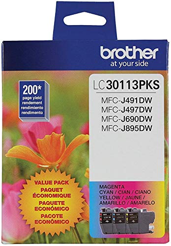 Brother LC30113PKS خراطيش حبر ملونة قياسية ذات 3 عبوات ، تنتج الصفحة ما يصل إلى 200 صفحة / خرطوشة تشمل السماوي والأرجواني والأصفر ، LC3011 Brother LC30113PKS خراطيش حبر ملونة قياسية ذات 3 عبوات ، تنتج الصفحة ما يصل إلى 200 صفحة / خرطوشة تشمل السماوي والأرجواني والأصفر ، LC3011