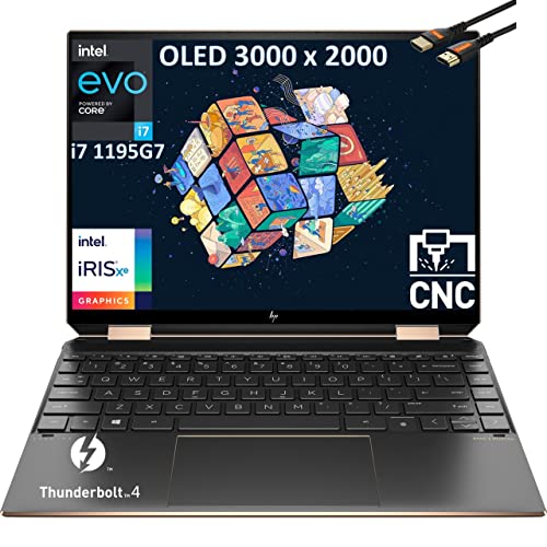 HP - Specter x360 2-in-1 13.5 "3K2K OLED Touchscreen Laptop - Intel Evo Core i7 1195G7 2X TB4 Nightfall Black MPP 2.0 قلم مائل مضمن Windows 11 Home + كابل HDMI (16 جيجا بايت رام | 2 تيرا بايت PCIe SSD) HP - Specter x360 2-in-1 13.5 "3K2K OLED Touchscreen Laptop - Intel Evo Core i7 1195G7 2X TB4 Nightfall Black MPP 2.0 قلم مائل مضمن Windows 11 Home + كابل HDMI (16 جيجا بايت رام | 2 تيرا بايت PCIe SSD)