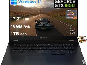 Lenovo Legion 5 17 كمبيوتر محمول للألعاب 17.3 بوصة FHD IPS شاشة AMD 6-Core Ryzen 5 5600H (Beats i7-10750H) 16 جيجا رام 1 تيرا بايت SSD GeForce GTX 1650 4 جيجا بايت الخلفية USB-C Nahimic Win11 + كابل HDMI