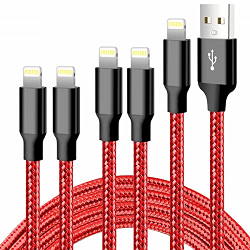 شاحن آيفون من cugunu ، 5 عبوات 3/3/6/6 / 10FT كابل لايتنينج USB معتمد من Apple MFi من النايلون متوافق مع iPhone 14/13/12/11 / X / Max / 8/7/6 / 6S / 5 / SE / Plus / iPad - أحمر شاحن آيفون من cugunu ، 5 عبوات 3/3/6/6 / 10FT كابل لايتنينج USB معتمد من Apple MFi من النايلون متوافق مع iPhone 14/13/12/11 / X / Max / 8/7/6 / 6S / 5 / SE / Plus / iPad - أحمر