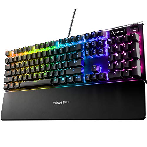 لوحة مفاتيح الألعاب الميكانيكية SteelSeries Apex 5 Hybrid - إضاءة RGB لكل مفتاح - إطار من سبائك الألومنيوم بدرجة الطائرات - شاشة OLED الذكية (التبديل الأزرق الهجين) لوحة مفاتيح الألعاب الميكانيكية SteelSeries Apex 5 Hybrid - إضاءة RGB لكل مفتاح - إطار من سبائك الألومنيوم بدرجة الطائرات - شاشة OLED الذكية (التبديل الأزرق الهجين)
