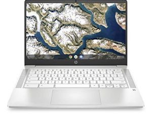 HP Chromebook 14-inch HD Laptop، Intel Celeron N4000، 4 GB RAM، 32 GB eMMC، Chrome (14a-na0020nr ، أبيض سيراميك)