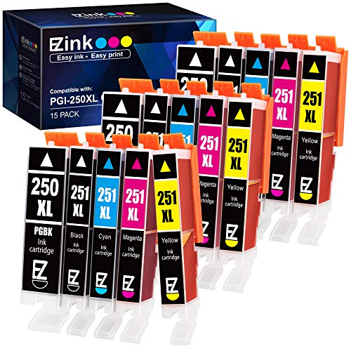 خرطوشة حبر متوافقة مع حبر EZ (TM) للطابعة Canon PGI-250XL CLI-251XL PGI 250 XL CLI 251 XL للاستخدام مع طابعة PIXMA MX922 IP7220 MG5520 MG5420 IX6820 IP8720 MG7520 MG7120 MG6320 (15 حزمة) خرطوشة حبر متوافقة مع حبر EZ (TM) للطابعة Canon PGI-250XL CLI-251XL PGI 250 XL CLI 251 XL للاستخدام مع طابعة PIXMA MX922 IP7220 MG5520 MG5420 IX6820 IP8720 MG7520 MG7120 MG6320 (15 حزمة)