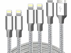 شاحن CUGUNU iPhone ، 5 عبوات 3/3/6/6 / 10FT كابل لايتنينج USB معتمد من Apple MFi من النايلون متوافق مع iPhone 14/13/12/11 / X / Max / 8/7/6 / 6S / 5 / SE / Plus / iPad - رمادي