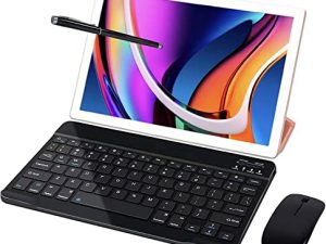 تابلت JUSYEA Android 11 J10: أجهزة لوحية 10 بوصة 2 في 1 وذاكرة وصول عشوائي 4 جيجا بايت وذاكرة قراءة فقط 64 جيجا بايت + 128 جيجا بايت ومعالجات ثماني النواة - بطارية 8000 مللي أمبير في الساعة و 5 جيجا + 2.4 جيجا واي فاي وبلوتوث 5.0 مع لوحة مفاتيح وماوس والمزيد - ذهبي
