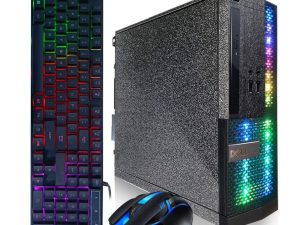 Dell PC Treasure Box RGB كمبيوتر مكتبي Intel Quad Core I5 حتى 3.6G و 16G و 512G SSD و WiFi والبلوتوث ولوحة مفاتيح وماوس للكمبيوتر الشخصي RGB وأقراص DVD و Windows 10 Pro (تم تجديده) (أسود ماسي)
